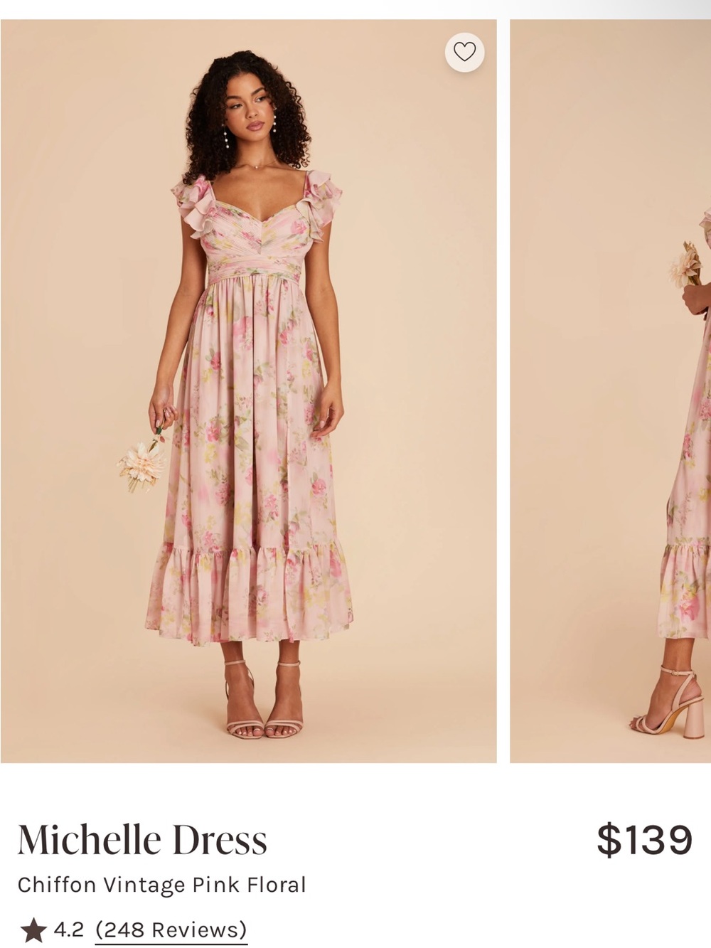 Michelle Dress - Chiffon Vintage Pink Floral
